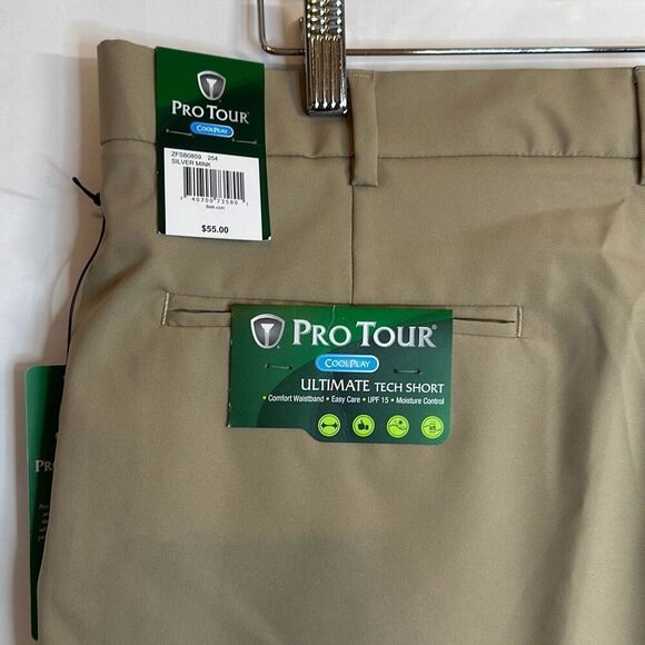 Pro Tour Ultimate Tech Short Coolplay Khaki Golf Shorts size 36 NEW - Picture 2 of 6